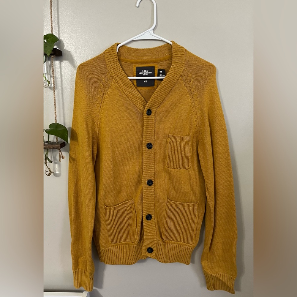H&M mustard button up sweater, NWOT, Size M